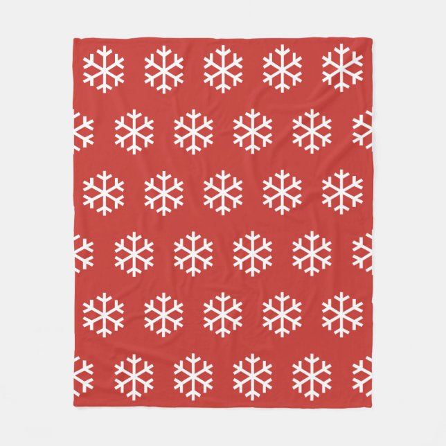 Snowflake Red Fleece Blanket (Front)