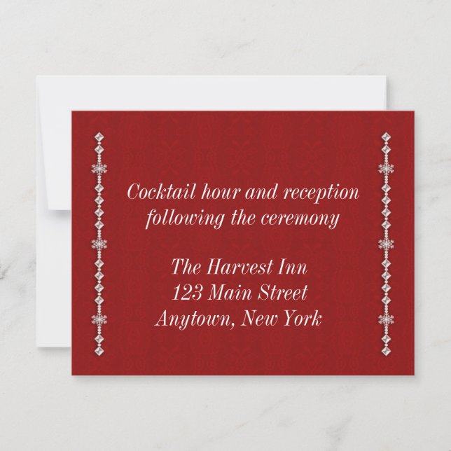 Snowflake Red Holiday Reception Card (Front)