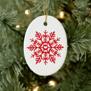 Snowflake Red Scandinavian Christmas Tree Art Ceramic Tree Decoration