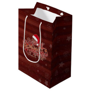 Snowflake Red Stripes Christmas hat Gift Bags
