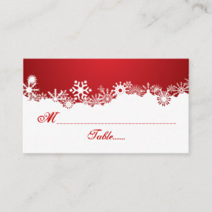 Snowflake red white winter place card