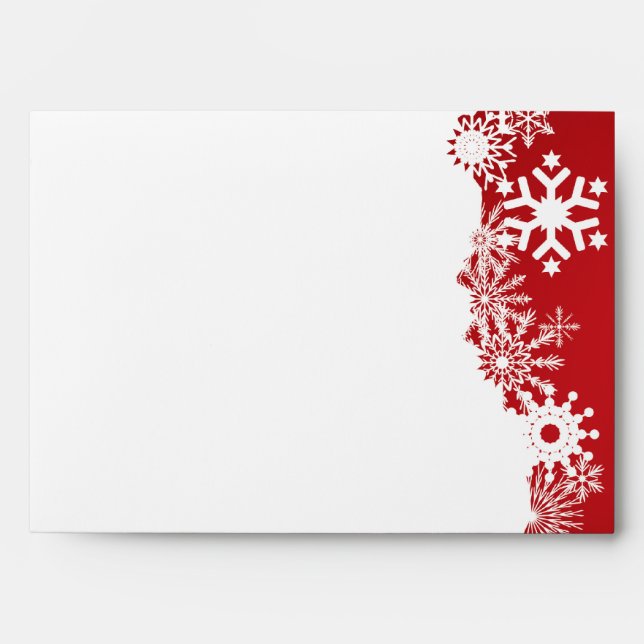 Snowflake red white winter wedding envelope (Front)