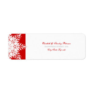 Snowflake red white winter wedding label