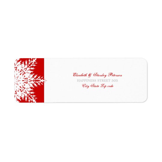 Snowflake red white winter wedding label return address label