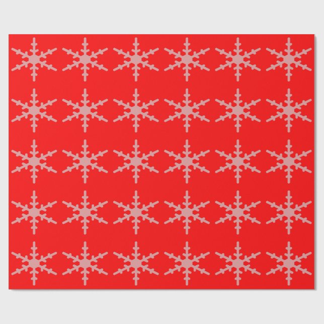 Snowflake Red Wrapping Paper (Flat)