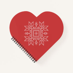 Snowflake red xmas knitting pattern notebook