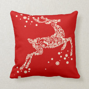 Snowflake Reindeer reversible Christmas Pillow