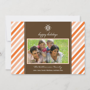 Snowflake Ribbon Family Holiday Card (orange)