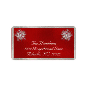 Snowflake & Ribbon Holiday Return Address - Red Label