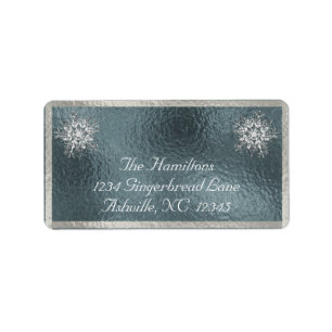 Snowflake & Ribbon Holiday Return Address - Silver Label