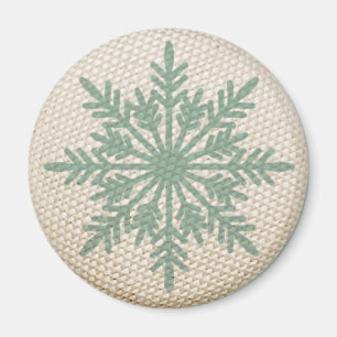 Snowflake rustic embroidered winter vintage magnet