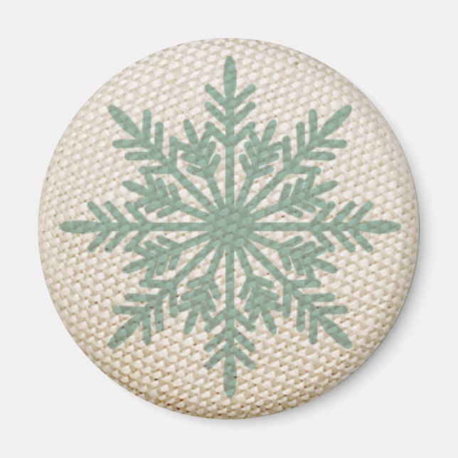 Snowflake rustic embroidered winter vintage   magnet (Front)