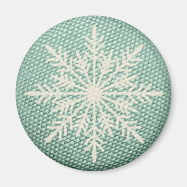 Snowflake rustic embroidery look winter vintage  magnet (Front)