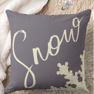 Snowflake script sugarplum purple butter cream cushion