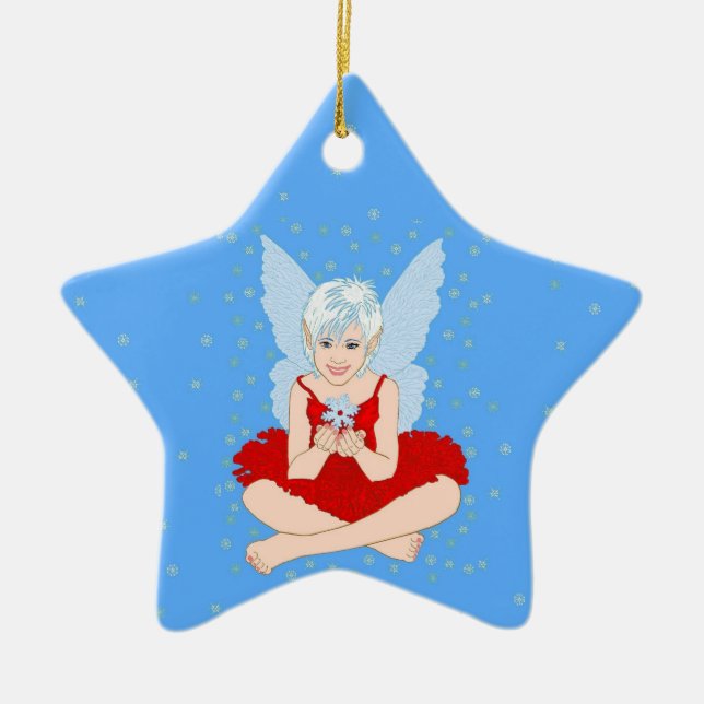 Snowflake Season Ceramic Tree Decoration (Front)