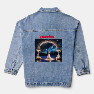 "Snowflake Serenade: Women's Jean with 'Clapping'  Denim Jacket
