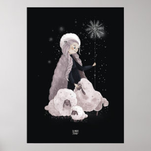 SNOWFLAKE SHEEP by Alexandra Dikaia Poster