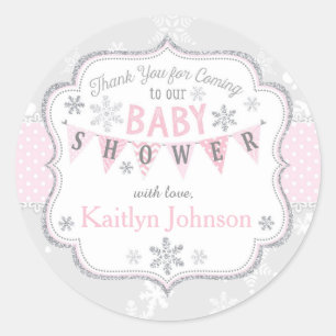 Snowflake Silver Glitter Winter Thank You Label