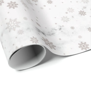 Snowflake Silver Marble Wrapping Paper