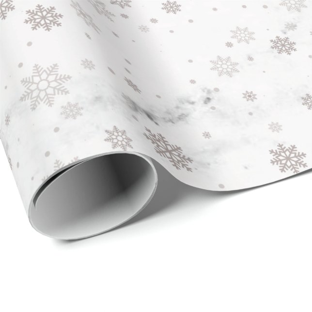Snowflake Silver Marble Wrapping Paper (Roll Corner)