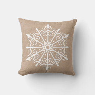 Snowflake Simple Kraft Christmas Winter Cushion