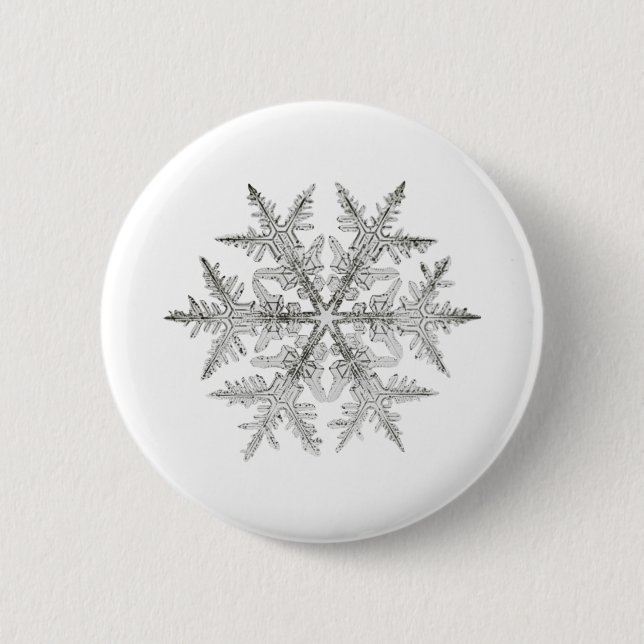 SNOWFLAKE  SNOW CRYSTAL 6 CM ROUND BADGE (Front)
