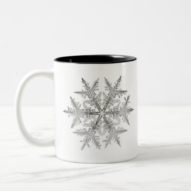 SNOWFLAKE  SNOW CRYSTAL Two-Tone COFFEE MUG (Left)