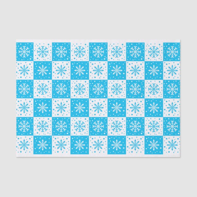 Snowflake & Snow Pattern (Blue) Tissue Paper (Front)