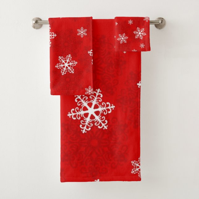 snowflake, snow, winter, holiday, ice, cold, chris bath towel set (Insitu)