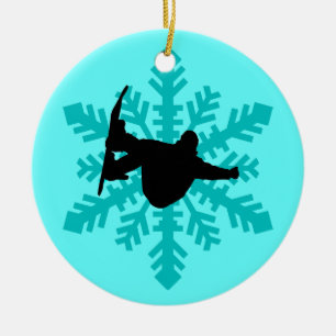snowflake snowboarder ceramic tree decoration