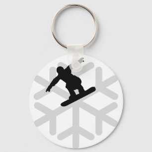 snowflake snowboarder icon key ring
