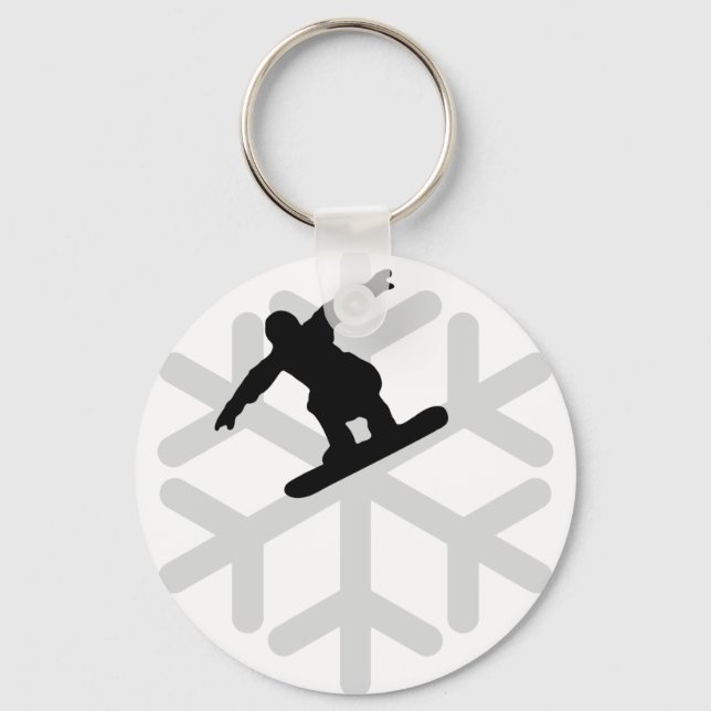 snowflake snowboarder icon key ring (Front)