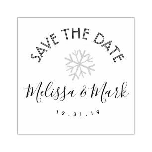   Snowflake Snowglobe Winter Save the Date    Rubber Stamp