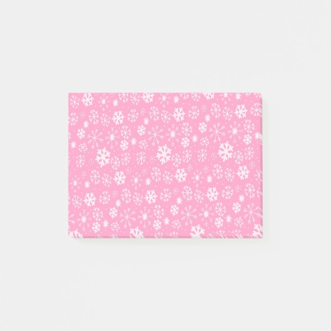 Snowflake Snowstorm In Pastel Pink Post-it Notes (Front)