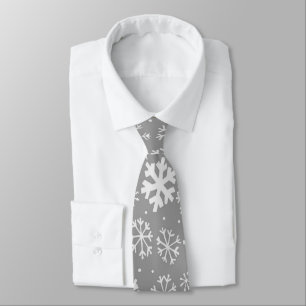 Snowflake Snowstorm In Silver Grey Tie