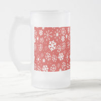 Snowflake Snowstorm With Poppy Red Background