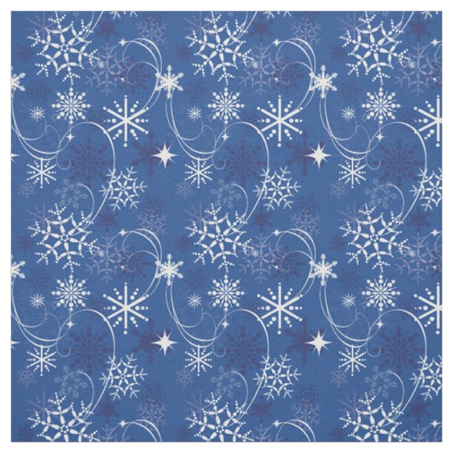 Snowflake Sparkle Blue and White Winter Fabric (Swatch)