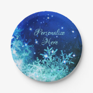 Snowflake sparkle paper plate