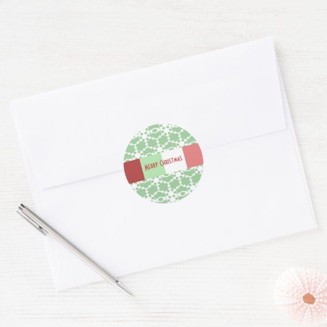 Snowflake Sticker on Mint Green- You Choose Colour (Envelope)