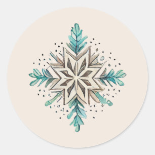 Snowflake Stickers, Holiday, Christmas, Blue Classic Round Sticker