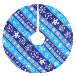 Snowflake Stripes Blue Brushed Polyester Tree Skirt