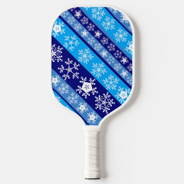 Snowflake Stripes Blue Pickleball Paddle (Front)
