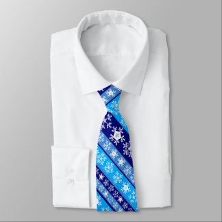Snowflake Stripes Blue Tie