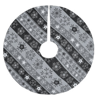 Snowflake Stripes Grey Brushed Polyester Tree Skirt
