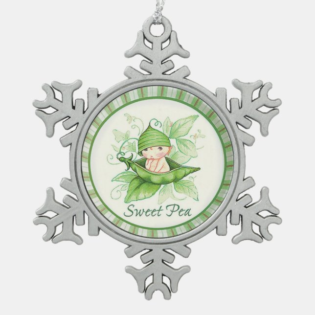Snowflake Sweet Pea Framed Ornament (Front)