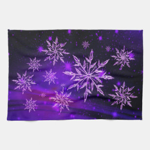 Snowflake swirl in pink and purple kitchen towel