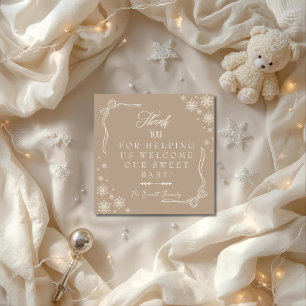 Snowflake Taupe  Labour & Delivery NICU Hospital   Thank You Card