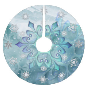 Snowflake Teal Blue Tree Skirt
