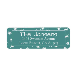 Snowflake Teal Return Address Label