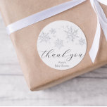 Snowflake Thank You Favour Classic Round Sticker<br><div class="desc">Thank you Favour Label featuring snowflakes. Customise with your text for a baby or bridal shower or your next event.</div>